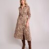 Stretch Cotton Safari Print Elise Shirt Dress