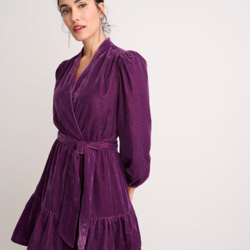 Velvet Flounce Hem Amy Dress