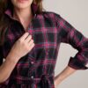 Stretch Cotton Stewart Plaid Cassie Shirt Dress