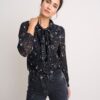 Star Print Tie-Neck Colette Shirt