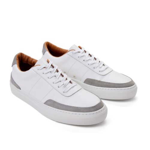 Contrast Leather Lace-Up Sneakers