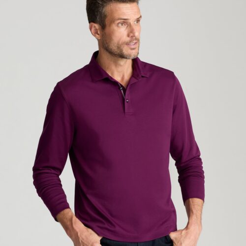 Wrinkle-Free Damaschino Long-Sleeve Polo - FINAL S