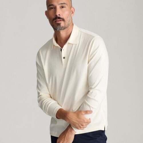 Wrinkle-Free Damaschino Long-Sleeve Polo - FINAL S