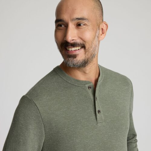 Stretch Cotton Herringbone Henley - FINAL SALE