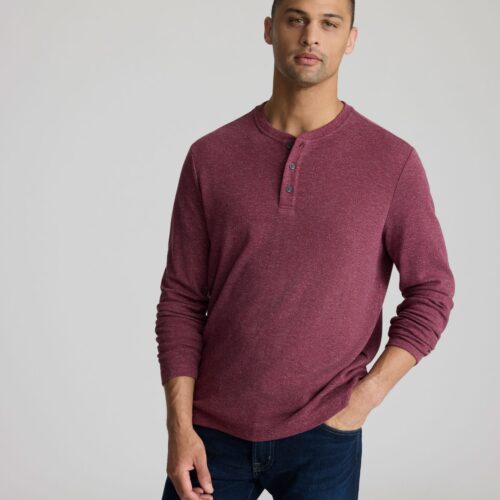 Stretch Cotton Herringbone Henley - FINAL SALE