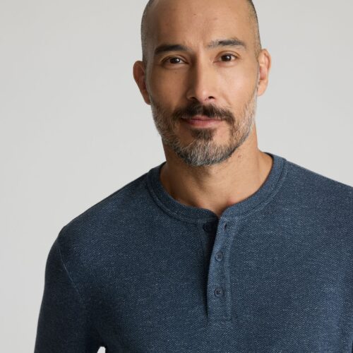 Stretch Cotton Herringbone Henley - FINAL SALE