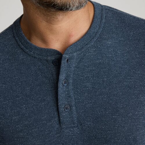 Stretch Cotton Herringbone Henley - FINAL SALE