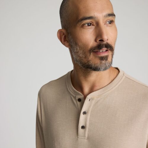 Stretch Cotton Herringbone Henley - FINAL SALE