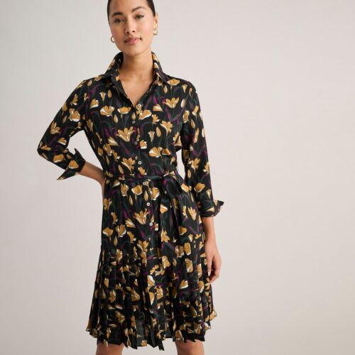 Pleated Janice Midi Shirt Dress