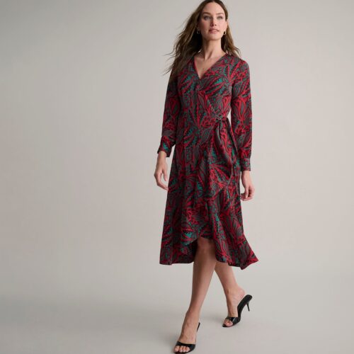 Satin Paisley Wrap Kayla Dress