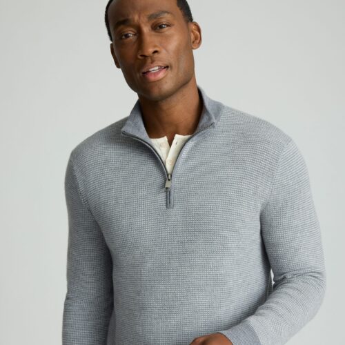 Textured Merino Wool Quarter-Zip Sweater