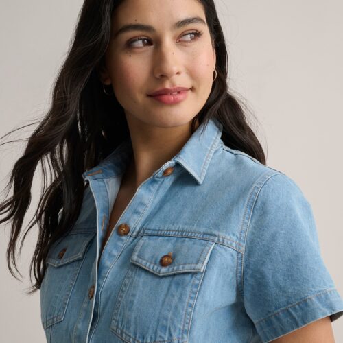 Denim Short-Sleeve Renee Shirtdress