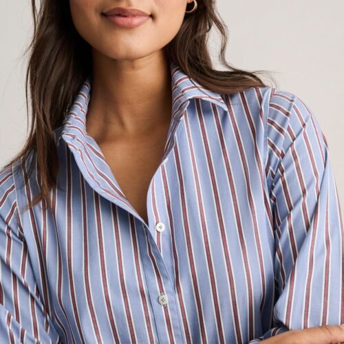 Stretch Cotton Striped Tess Shirt Dress