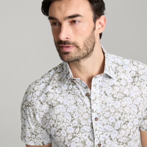 Stretch Cotton Short-Sleeve Wright Shirt - FINAL S